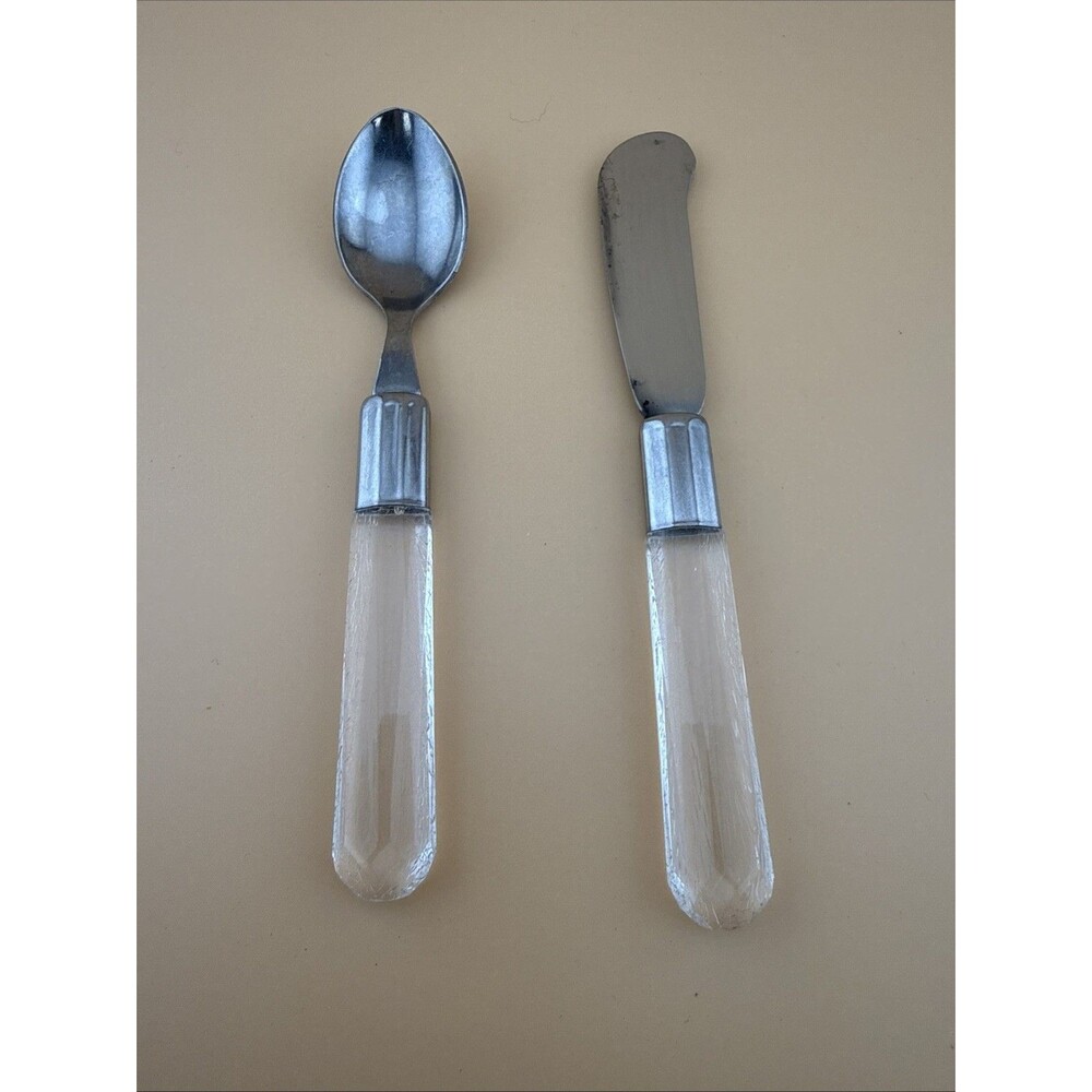 Vtg Spreader And Spoon Lucite Handle Stainless Taiwan